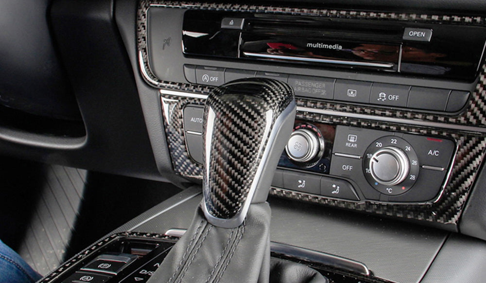 Audi Shift Pattern Carbon Fiber Pattern Shift Knob Cover Shell For 16-18 Audi A6 S6 A7 S7 ...