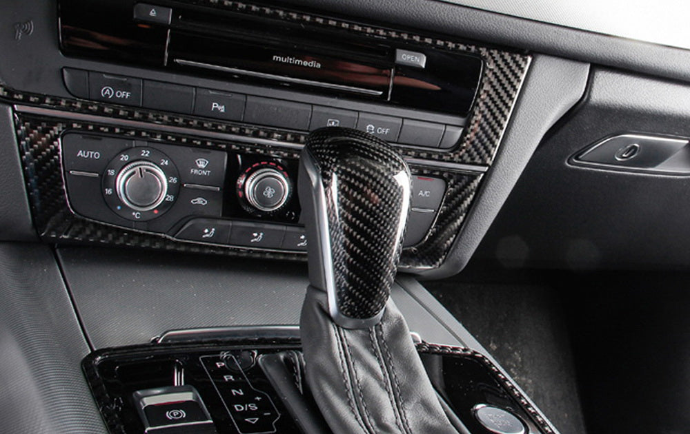 car gear shift knob cover Carbon Fiber Pattern Shift Knob Cover Shell For 16-18 Audi A6 S6 A7 S7 RS7, etc