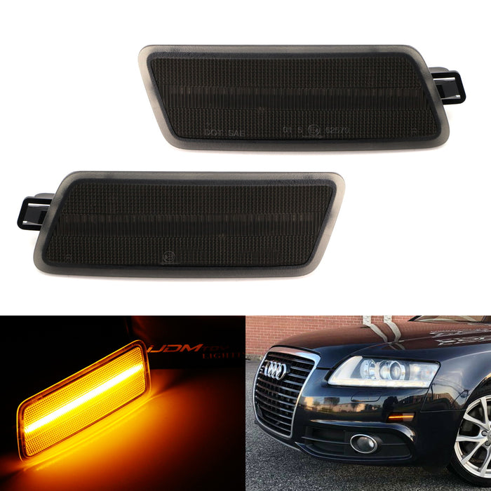 Smoked Lens Amber Full LED Bumper Side Marker Light Kit For 05-11 Audi A6 S6 RS6