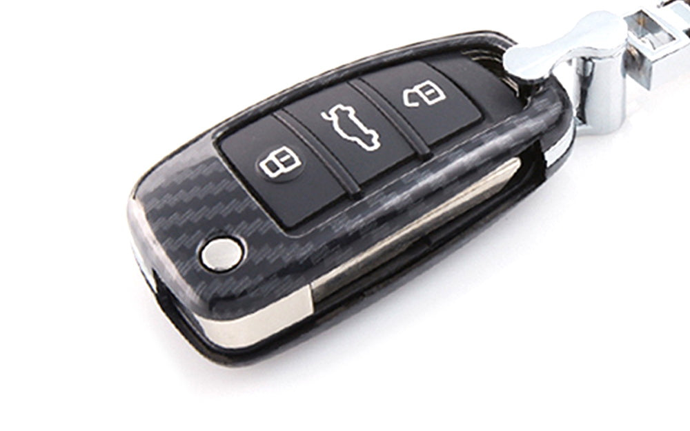 Alloy Carbon Fiber Style Car Display LED Key Case Cover Shell for