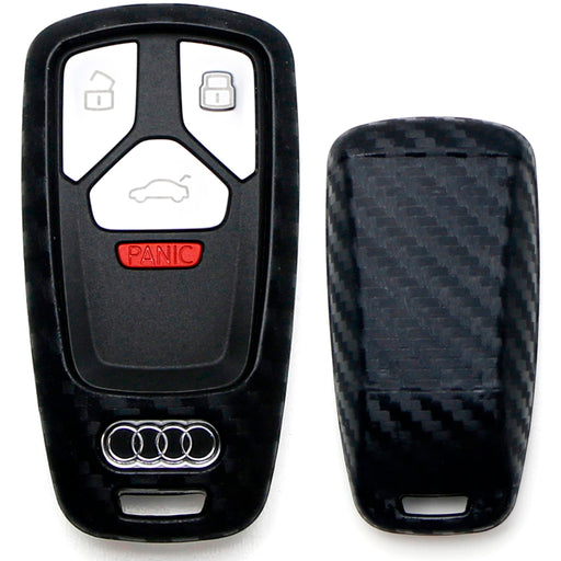 "Carbon Fiber" Soft Silicone Key Fob Cover For 17-up Audi A4 A5 Q7 TT Smart Key