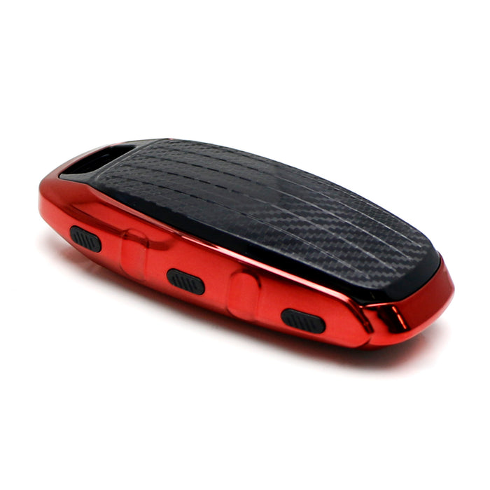 Red w/Carbon Fiber TPU Key Fob Protective Case For Audi 19-up A6 A7 E-Tron A8 Q8