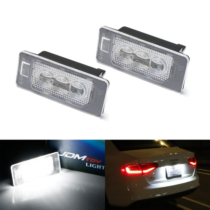 OEM-Fit 3W Full LED License Plate Light Kit For Audi A3 A4 A5 A6 A7 Q3 Q5 Q7 TT Porsche Cayenne Panamera, Powered by 3-piece Osram Xenon White LED & Can-bus Error Free-iJDMTOY