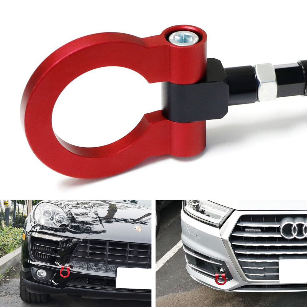 Red Track Racing Style Front Bumper Tow Hook Ring for 14-up