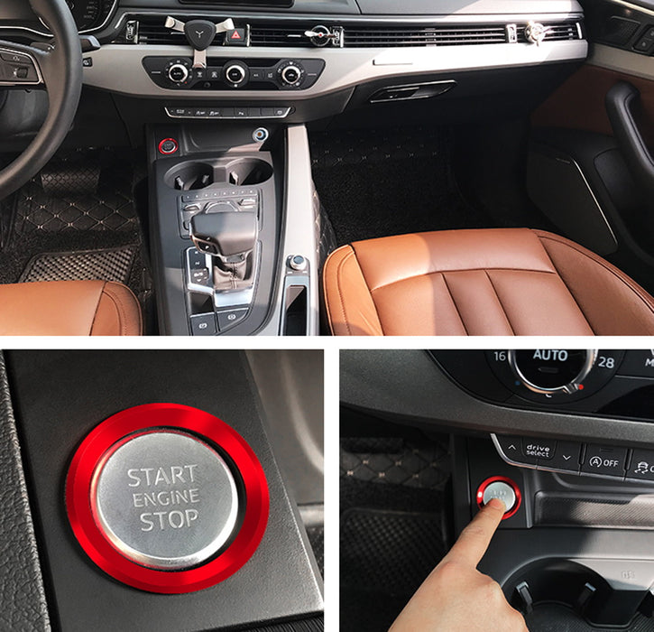 Red Aluminum Keyless Engine Push Start Button Decoration Trim For Audi A4 A5 A7