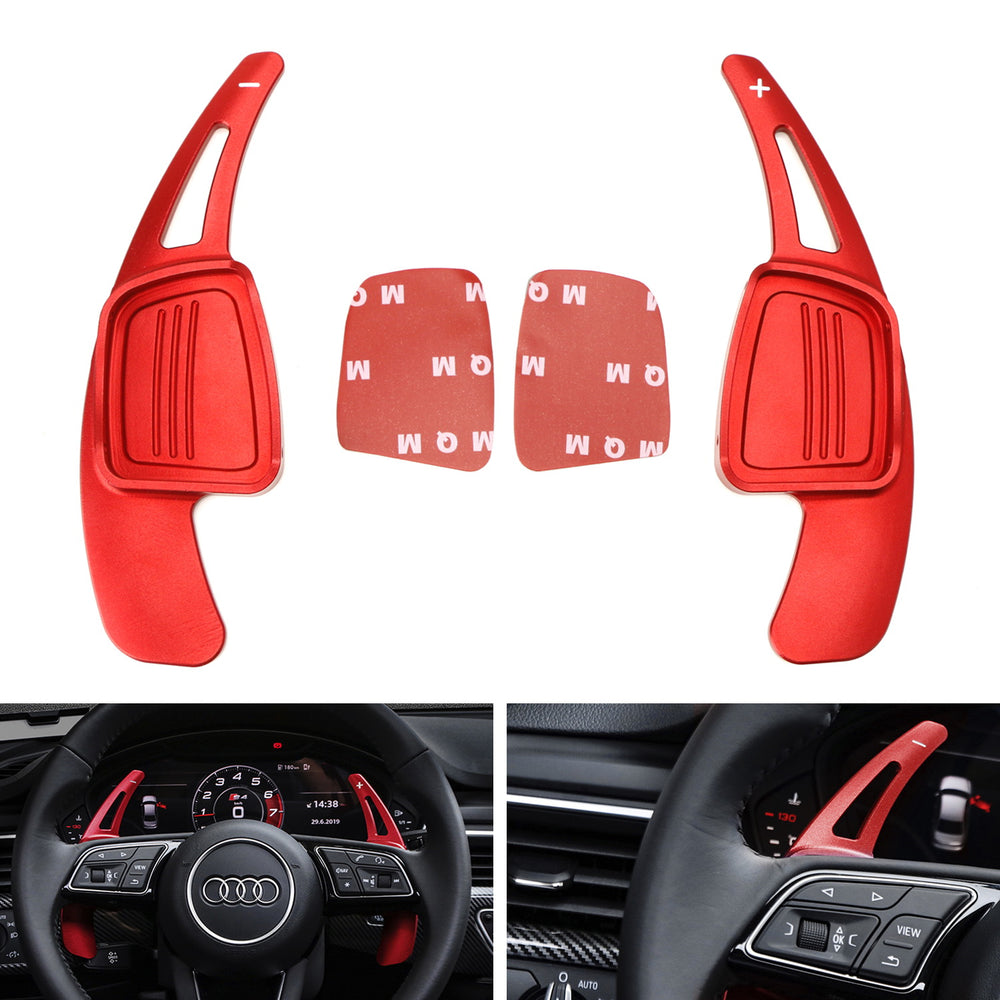 Red Steering Wheel Paddle Shifter Extension Covers For Audi A3 A4