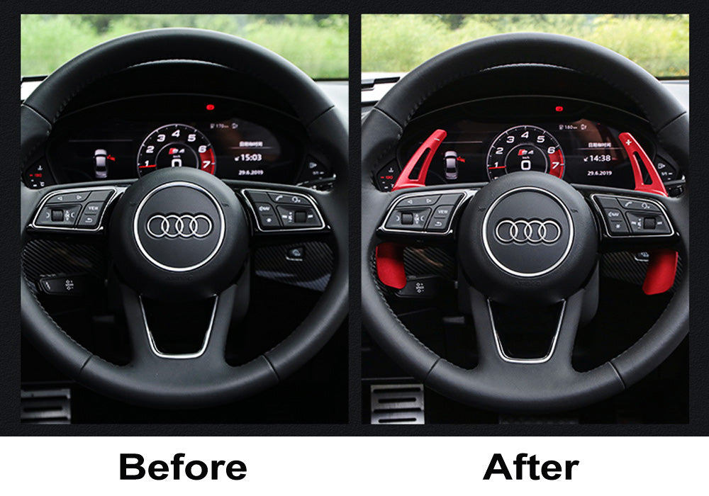 Red Steering Wheel Paddle Shifter Extension Covers For Audi A3 A4 A5 A7 A8  Q5 Q7