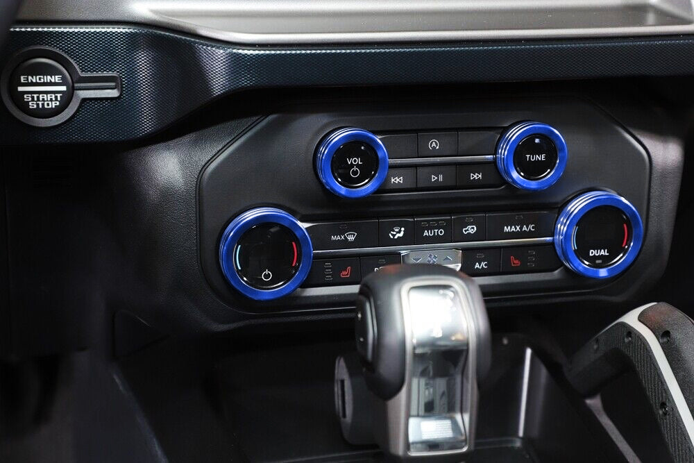 6pc Blue AC Stereo Tune 4x4 Knob Headlight Switch Covers For 2021-up Ford Bronco