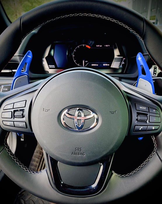 Blue Aluminum Steering Wheel Paddle Shifter Extension For Toyota 20-up Supra GR