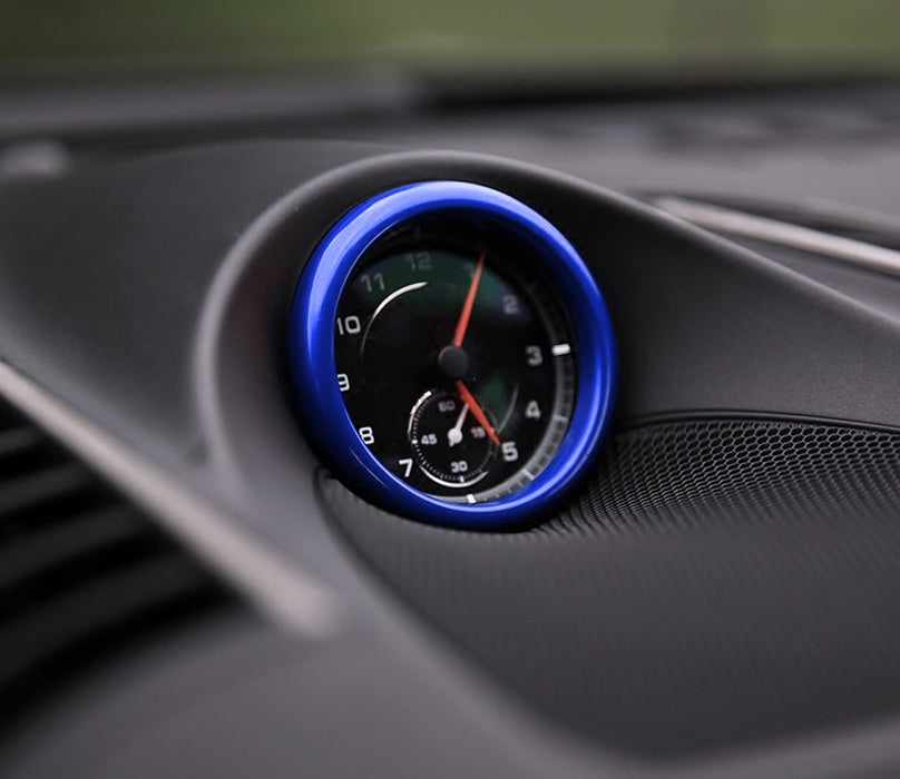 Sports Blue Dash Clock Decoration Ring For Porsche Cayenne 911 Macan 718 Cayman