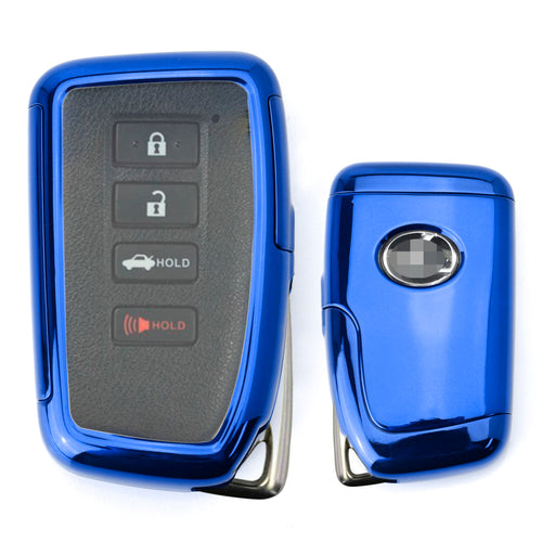 Blue TPU Key Fob Cover w/ Button Cover Panel For Lexus IS ES GS RC NX RX LX Key