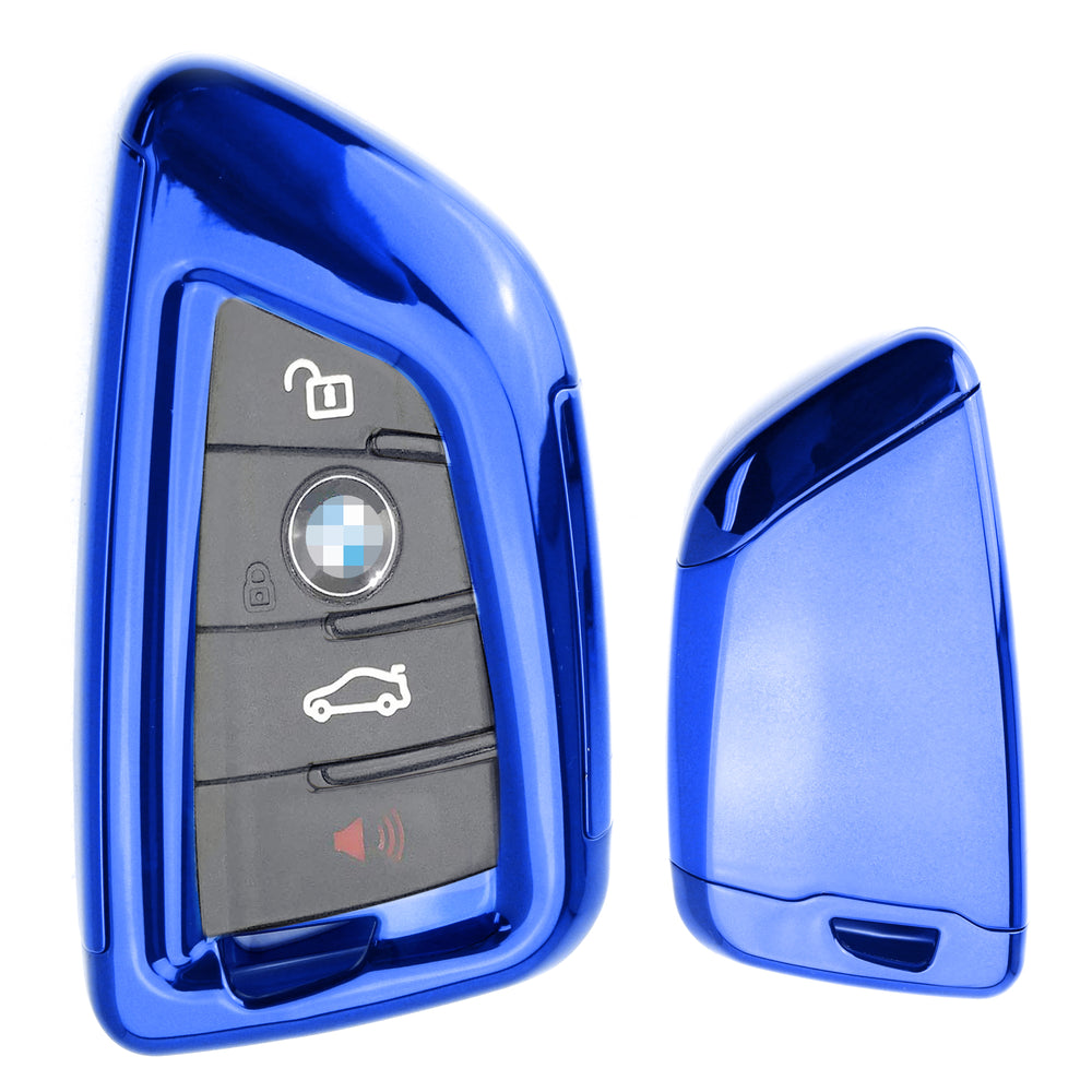 Blue TPU Key Fob Cover w/ Button Cover Panel For BMW X1 X4 X5 X6 X7 5 7  Series — iJDMTOY.com