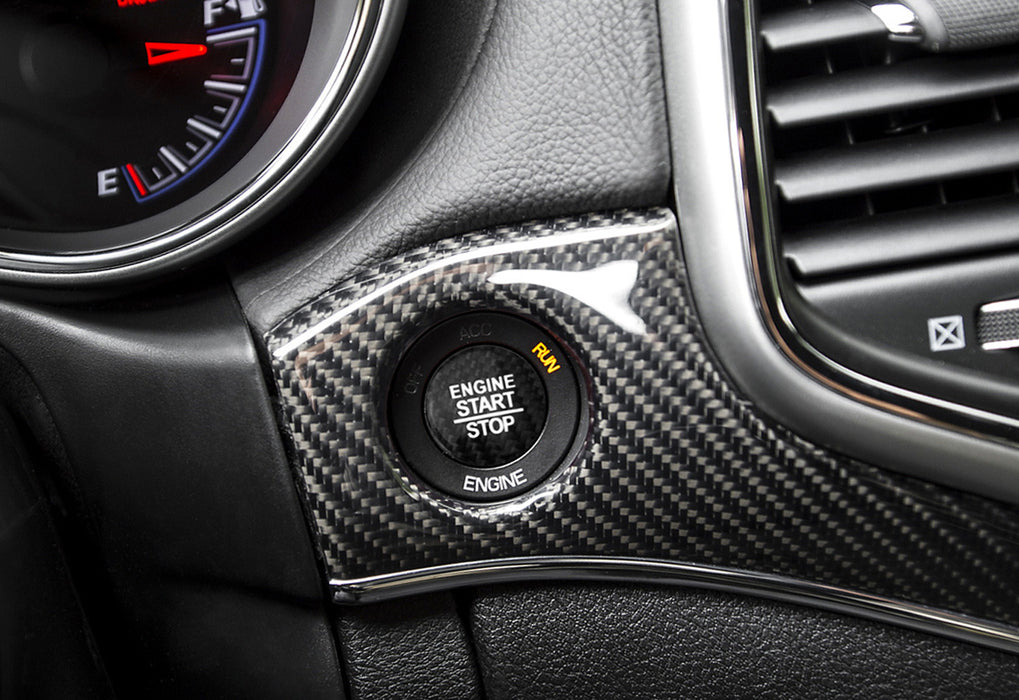 Black Carbon Keyless Engine Push Start Button Cover For Dodge Charger Durango
