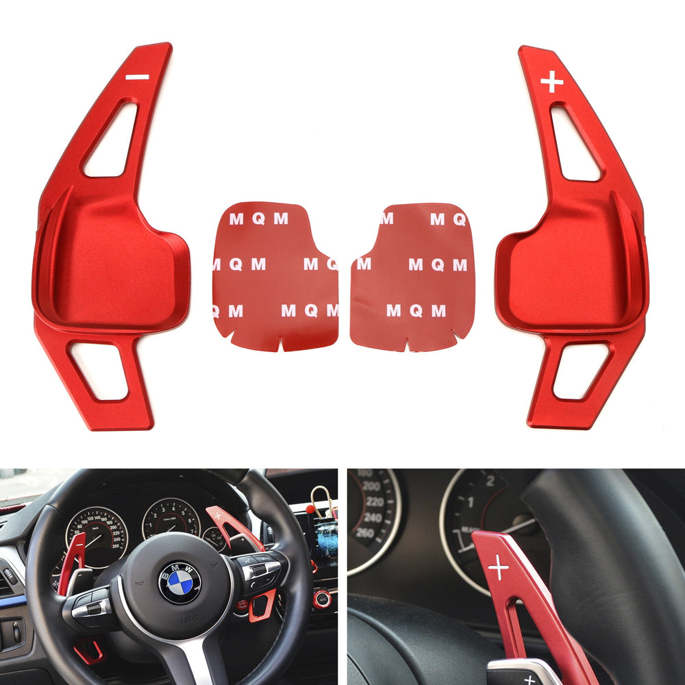 Red Steering Wheel Paddle Shifter Extension Covers For BMW 2 3 4