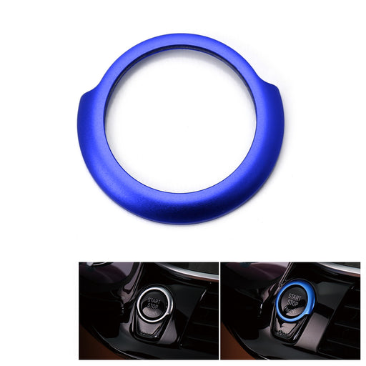 Blue Aluminum Keyless Engine Push Start Button Decoration Ring Trim For BMW G30