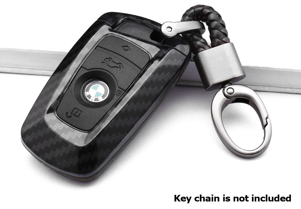 Carbon Fiber Smart Key Fob Shell w/ Skin For BMW Series X1 X3 X4