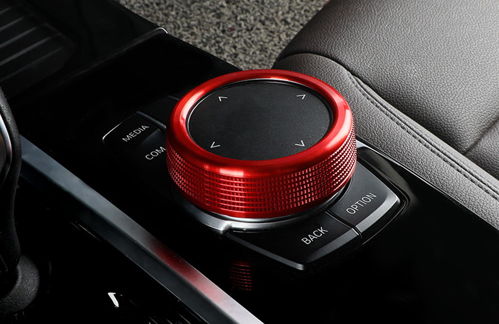 Red Knob Cover Ring For BMW 1 2 3 4 5 6 7 XSeries 7-Button Multimedia Controller