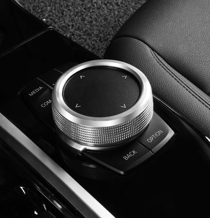 Silver Knob Cover Ring For BMW 1 2 3 4 5 6 7 X 7-Button Multimedia Controller