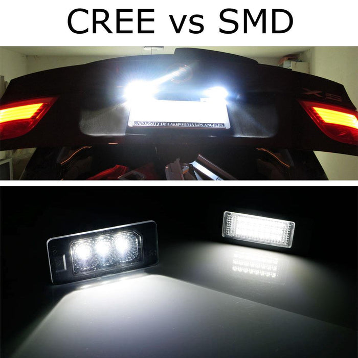 OEM-Fit 3W Full LED License Plate Light Kit For BMW 1 2 3 4 5 Series X5 X6, Powered by 3 Super Bright White CREE LED & CAN-bus Error Free-iJDMTOY