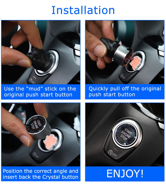 Blue Trim Crystal Engine Push Start/Stop Button For 14-up BMW F/G Chassis Model