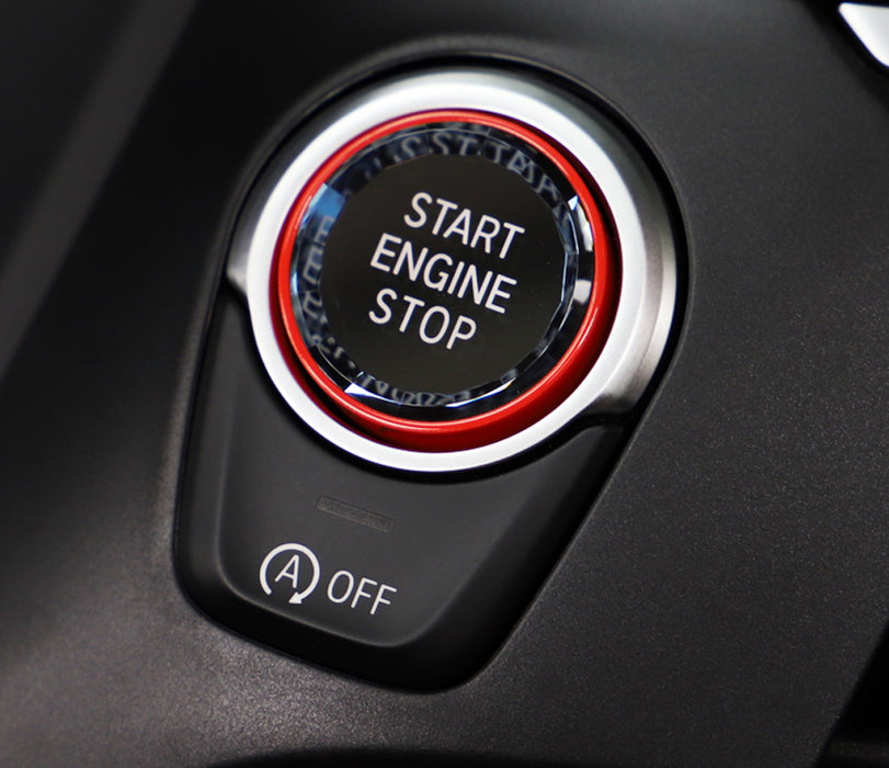 Metal Engine Button Red Trim Crystal Engine Push Start/Stop Button For 2006-13 BMW E Chass ...