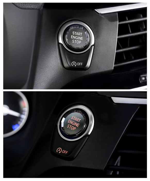 IJDMTOY Black Trim Crystal Engine Push Start/Stop Button For 14-Up BMW F/G Chassis - AA3698-Black