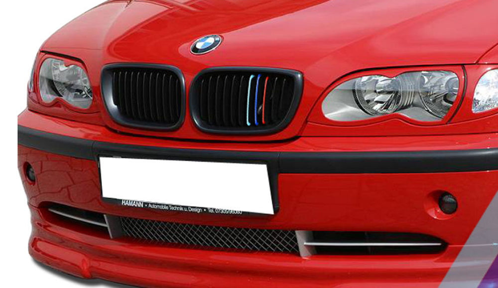 ///M-Color Grille Insert Trims For 02-05 BMW E46 LCI 3 Series Sedan w/ 11-Beams