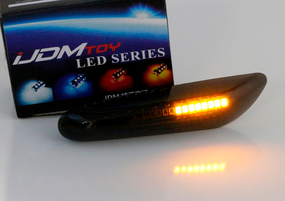 Smoked Lens Amber Sequential LED Side Marker Blinker Lights For BMW 1 3 5 Series