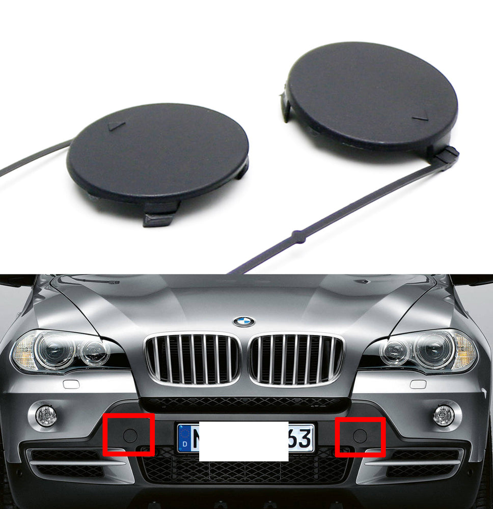 Front Bumper Tow Hook Cap Covers For 2007-10 Pre-LCI BMW X5 — iJDMTOY.com