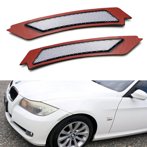 Euro White Clear Lens Front Bumper Side Markers For 2009-12 BMW E90/E91 3 Series