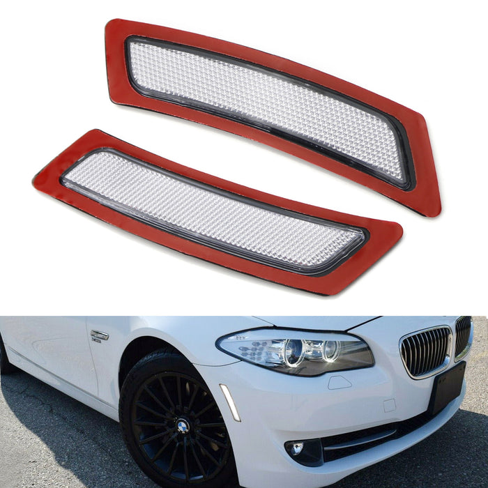 Front Bumper Side Marker Lights For 2011-2016 BMW 5 Series F10/F11 – Amber Lens Reflectors, Direct Replacement (Non-M-Tech)