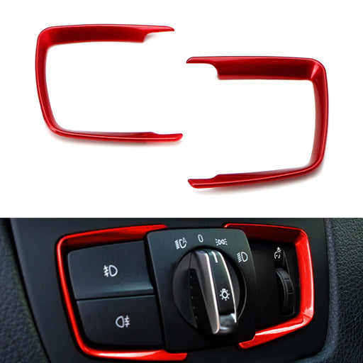 Red Headlight Switch Surrounding Decorative Trims For BMW 2 3 4 Series X5 X6