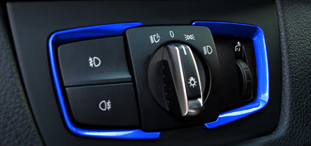 Blue Headlight Switch Surrounding Decorative Trims For BMW 2 3 4 Series X5 X6
