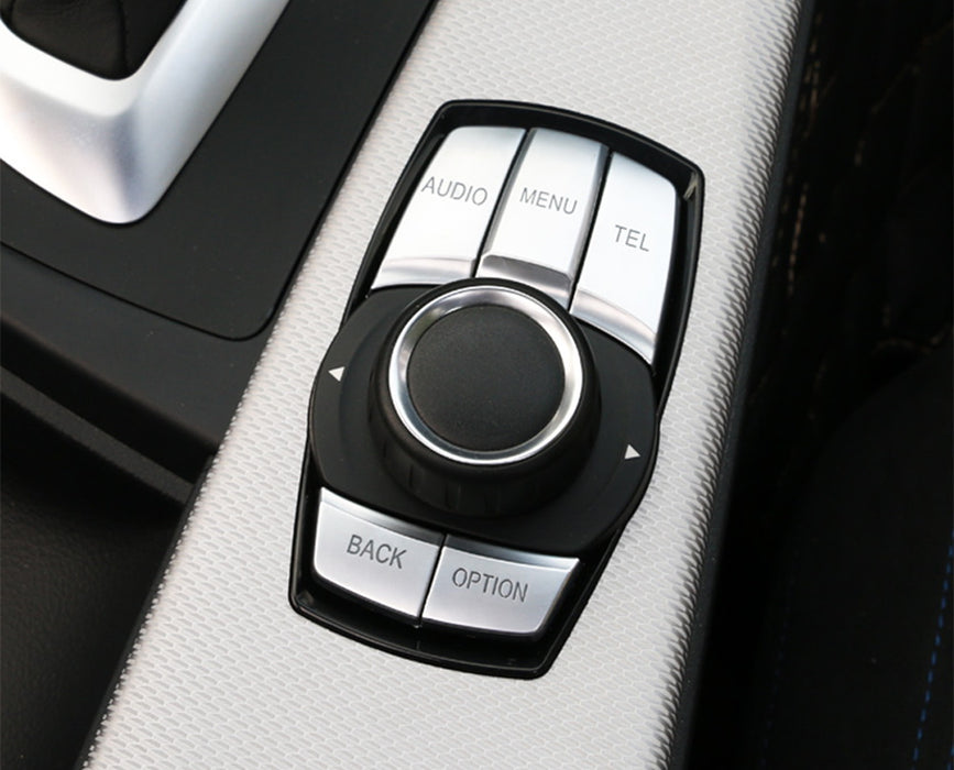 Silver 5-Button Decoration Trims For BMW Multimedia iDrive Knob Control Button