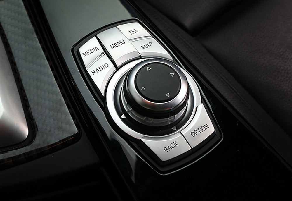 Silver 7-Button Decoration Trims For BMW Multimedia iDrive Knob Control Button