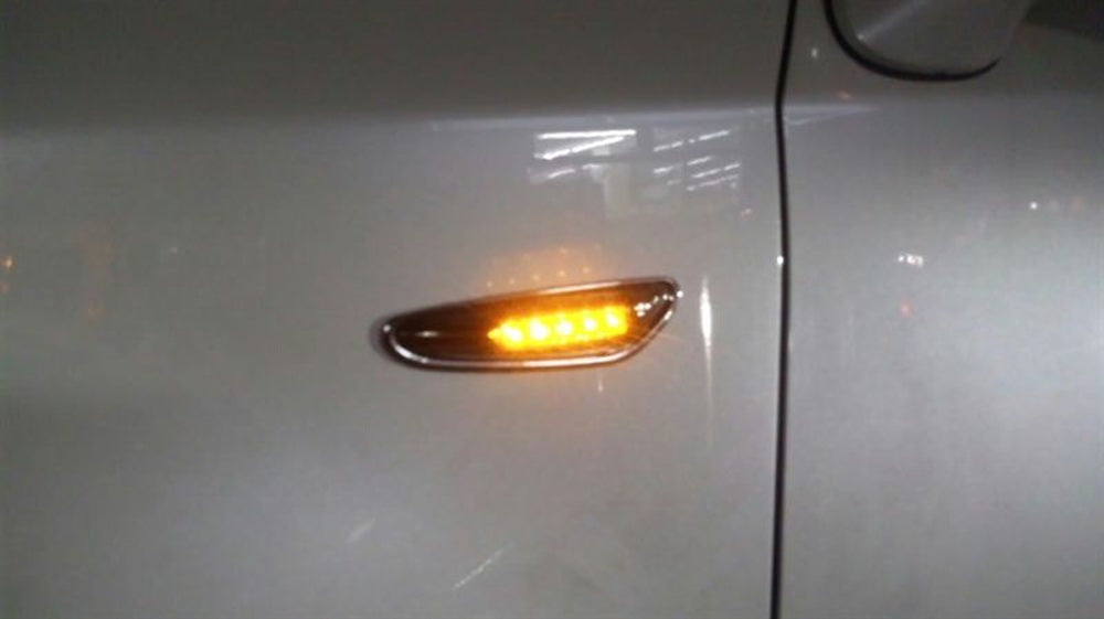 Black/Clear Front Side Marker Lamps w/ Amber LED Lights For BMW 1 3 5 X Series