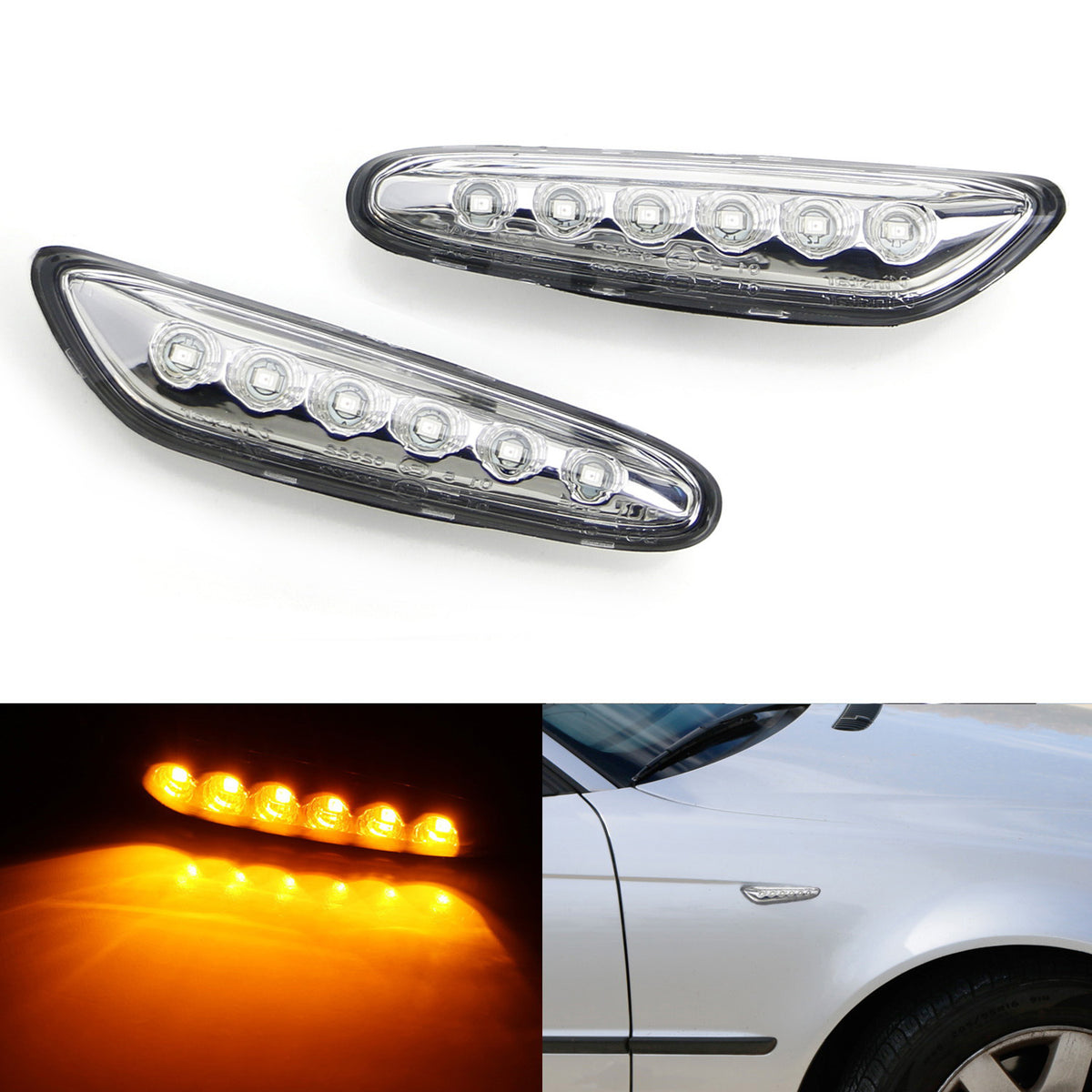 GTINTHEBOX OE-Style Amber Front Bumper Side Marker Light Kit – 2007-2010 Lincoln MKX, 2PCS, Direct Fit