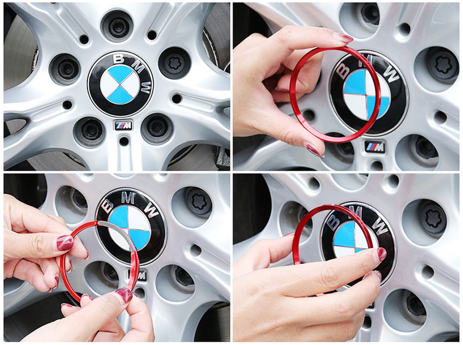 Red Aluminum Wheel Surrounding Ring Decoration Trims For BMW 68mm Center Caps