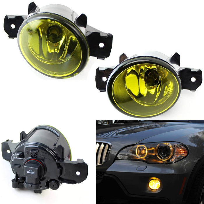 Complete Yellow Lens Fog Lights w/ H11 Halogen Bulb For BMW E84 X1 E83 X3 E70 X5
