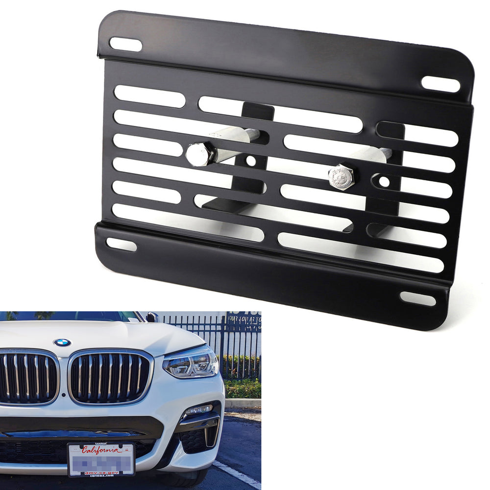 No Drill Front Grille Mesh Mount License Plate Relocator Kit For 18-up BMW X3 X4
