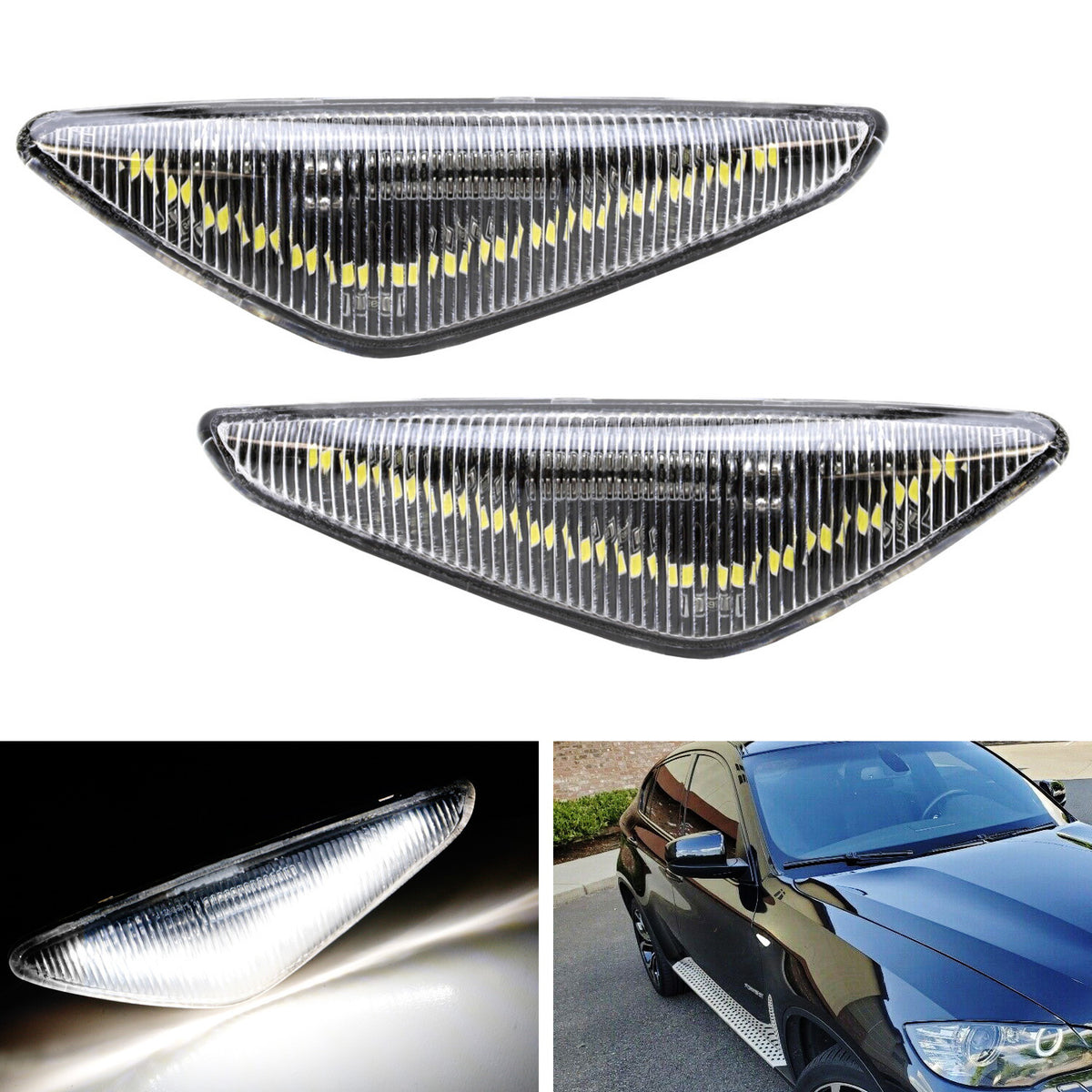 2 luci LED indicatori di direzione Laterali Fumo per BMW X3 2 luci LED indicatori di direzione Laterali Fumo per BMW X3