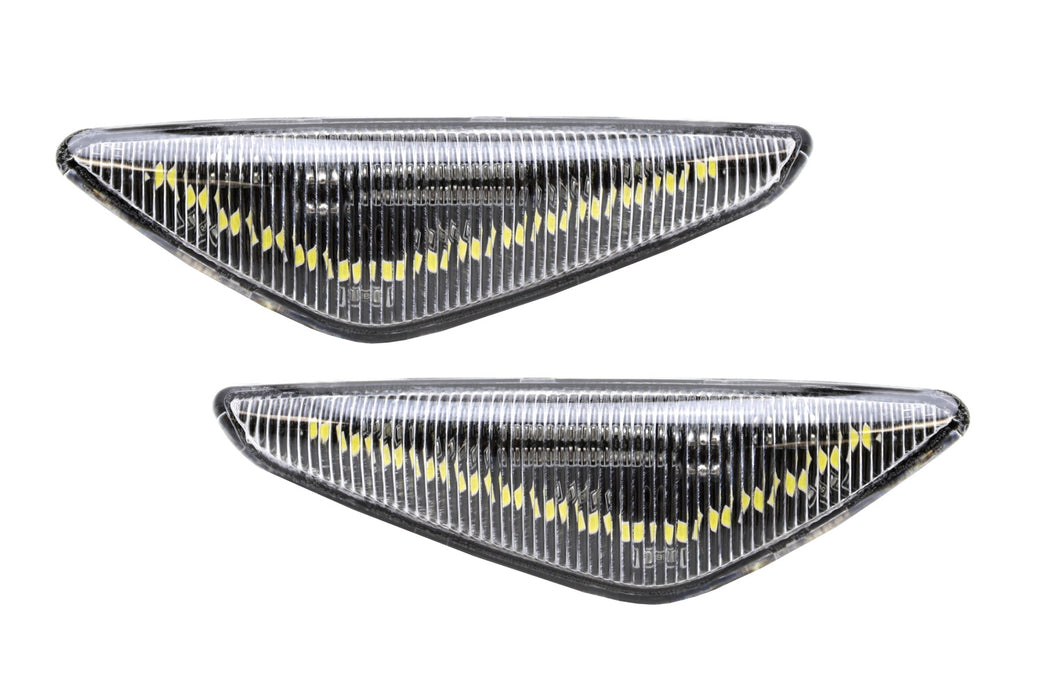 Clear Lens V-Shape White LED Front Fender Side Marker Lights For BMW X3 X5 X6