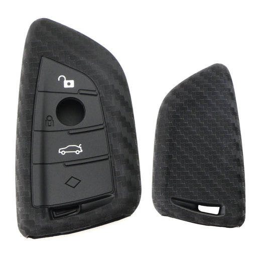Carbon Fiber Soft Silicone Key Fob Cover Case For BMW X1 X4 X5 X6 X7 5 7 Series