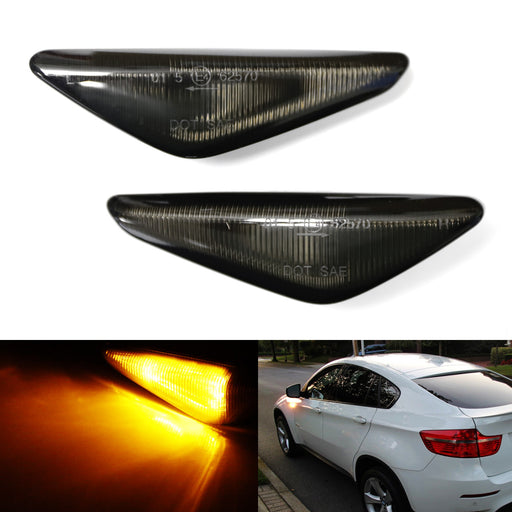 OE-Spec Smoked Amber LED Front Turn Signal Side Marker Lights For BMW X3 X5 X6