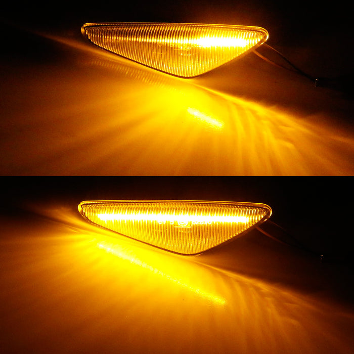 Smoked Sequential Flash Amber LED Front Side Marker Light Kit For BMW X3 X5 X6