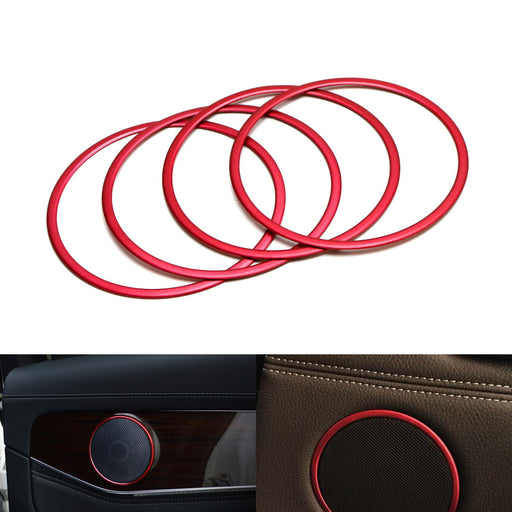 Aluminum Door Speaker Ring Cover Trims For 14-up BMW F15 X5 & 16-up F16 X6, Red