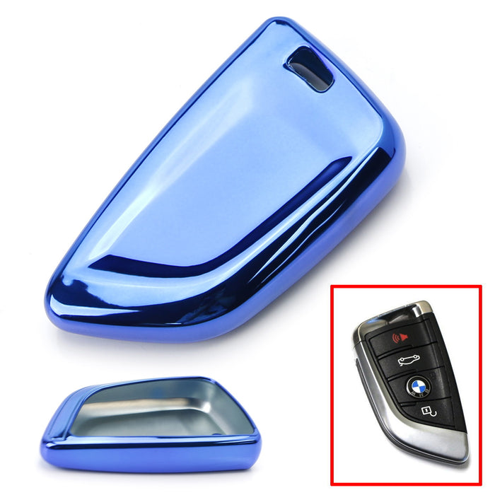 Gloss Blue TPU Key Fob Case For BMW X1 X4 X5 X6 5 & 7 Series Knife