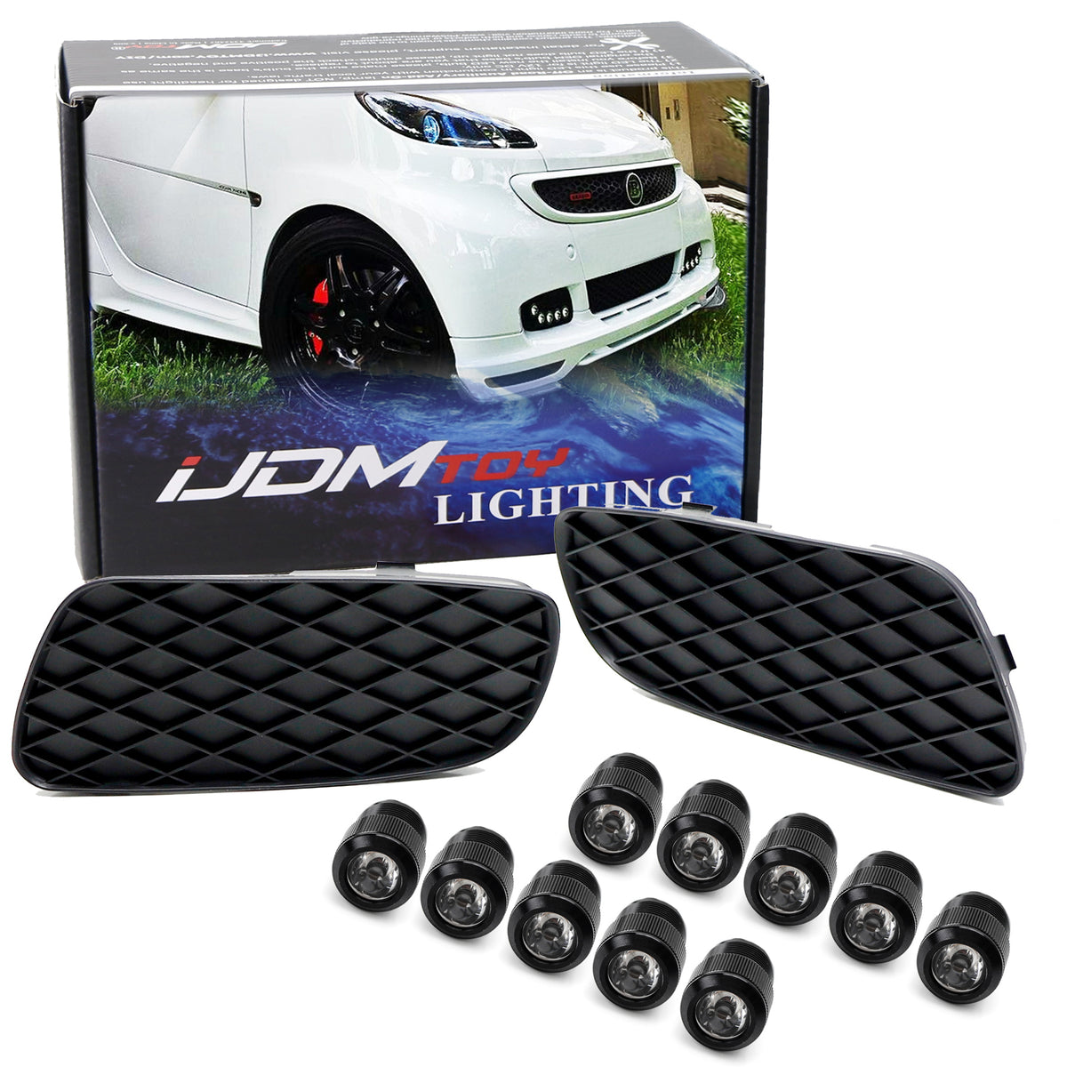 Ledayflex Ii Rectangular Brabus Style White LEDayFLex DRL w/Spare Bezels For 2008-2012 Smart 45 ...
