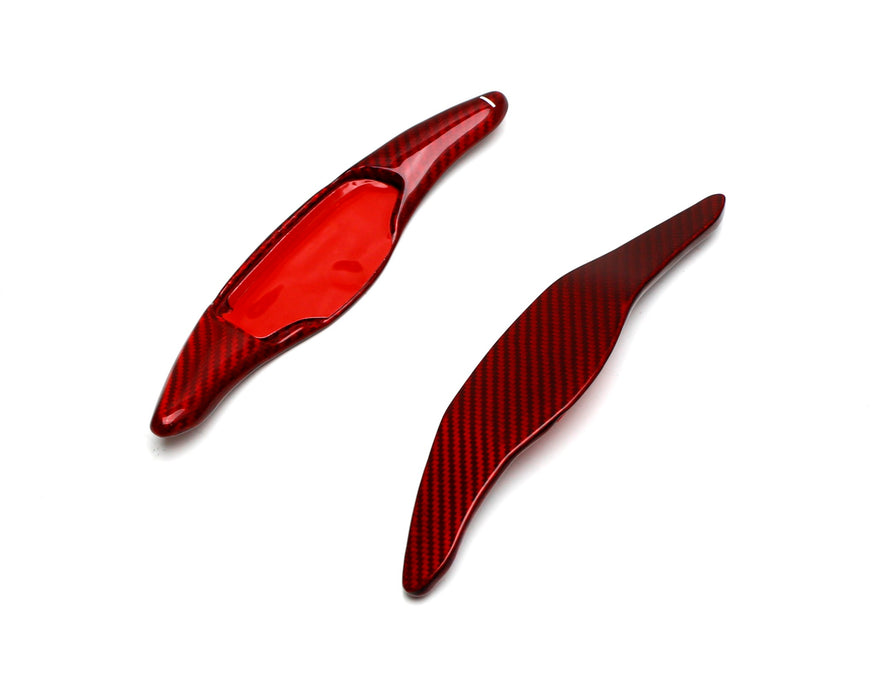 Red Carbon Steering Wheel Paddle Shifter Extension Covers For 18-up Kia Stinger