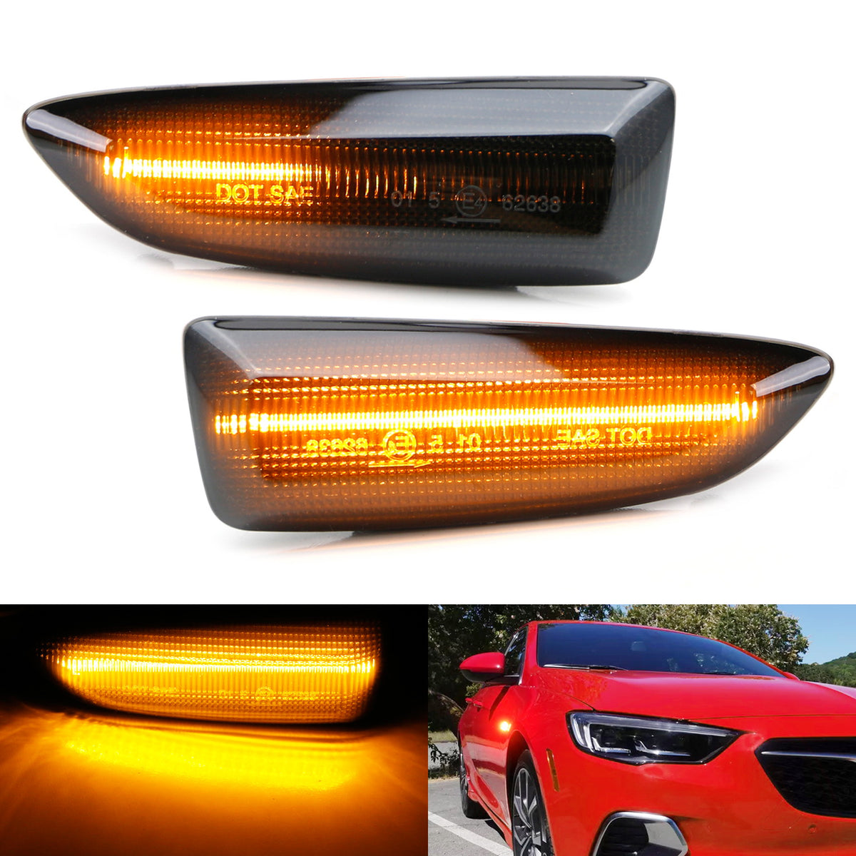 OE-Spec Smoked Amber LED Front Turn Signal Side Marker Lights For
